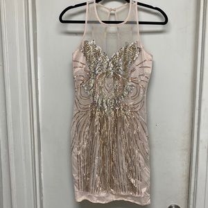 Sequined beige dress